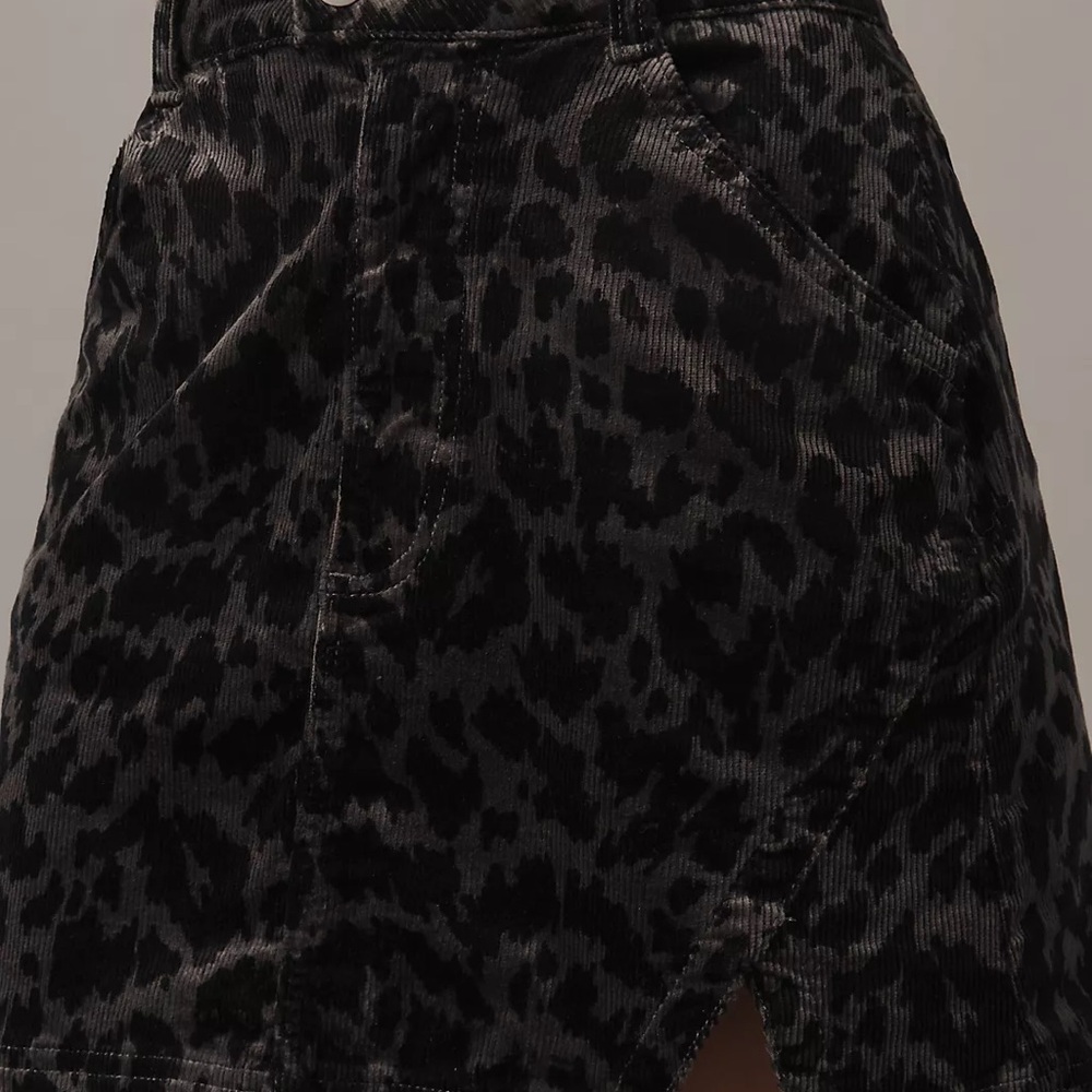 Leopard Print Corduroy Skirt